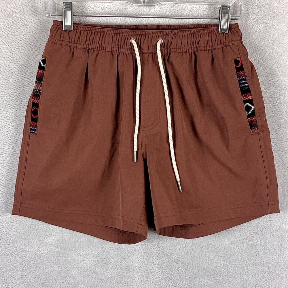 Wowie Shorts Mens S Sapien 2.0 Brown Drawstring Performance Preppy Aztec Western